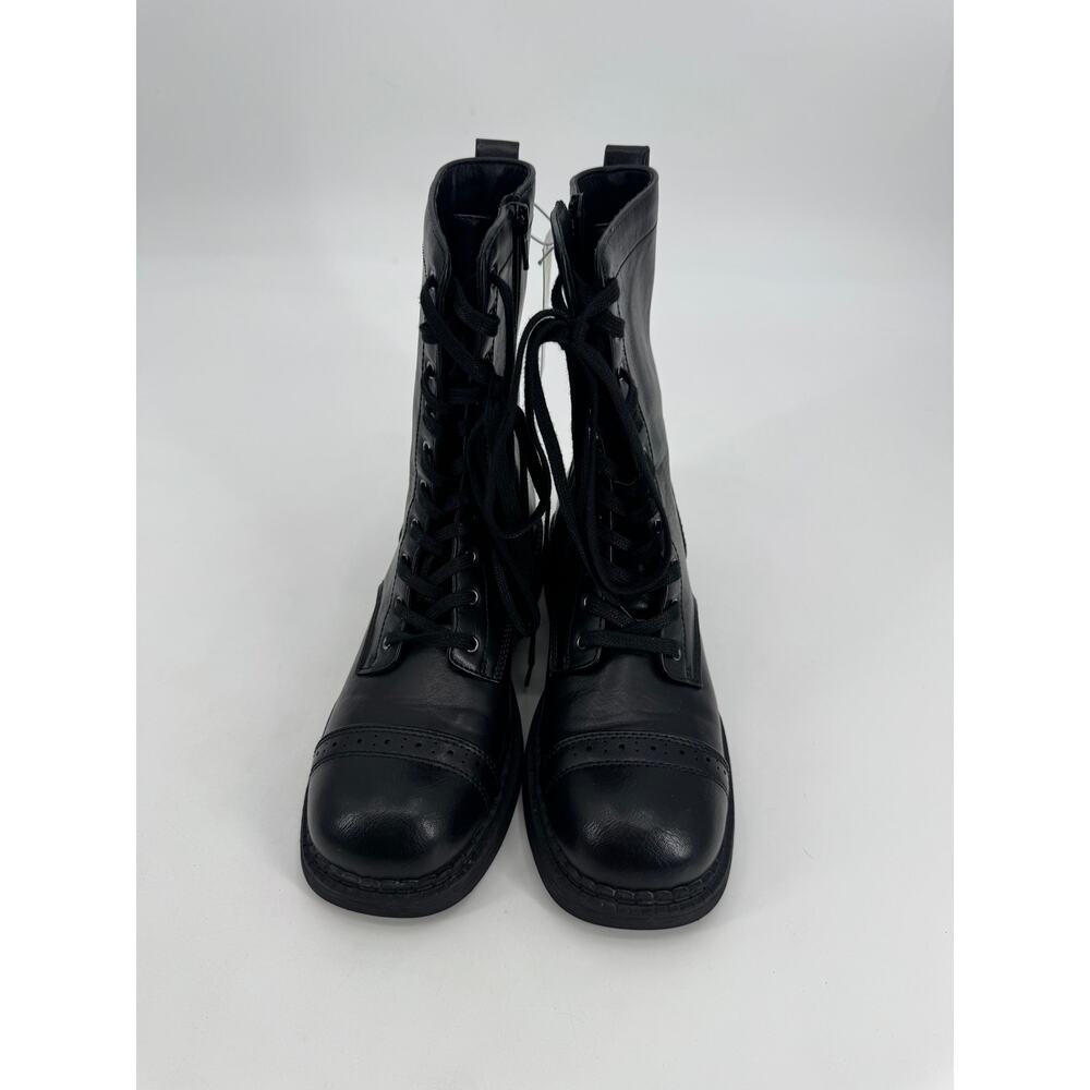 Wild Fable Helga Combat Boots Black Lace Up Side Zip Cap Toe Brogue Womens 8.5 - Picture 6 of 9